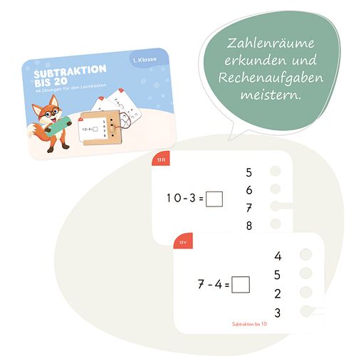 Subtraktion bis 20 6-7 J. Kartensatz (ohne Lochkasten)