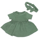 Vorschaubild Puppenkleid 28-35cm mit Haarband grün, Bio-Baumwolle