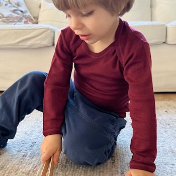 Wolle Seide Langarmshirt für Babys, dunkelblau