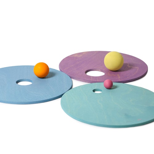 GRIMMS X Stapelstein® 3 Kullerscheiben und 3 Kugeln cold pastell