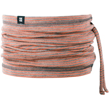Wolle Seide 3in1 Schlauchschal Beanie apricot-grau
