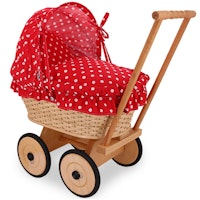 Korb Puppenwagen aus Holz rot