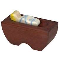 Jesus Kind in der Wiege Krippenfigur aus Holz