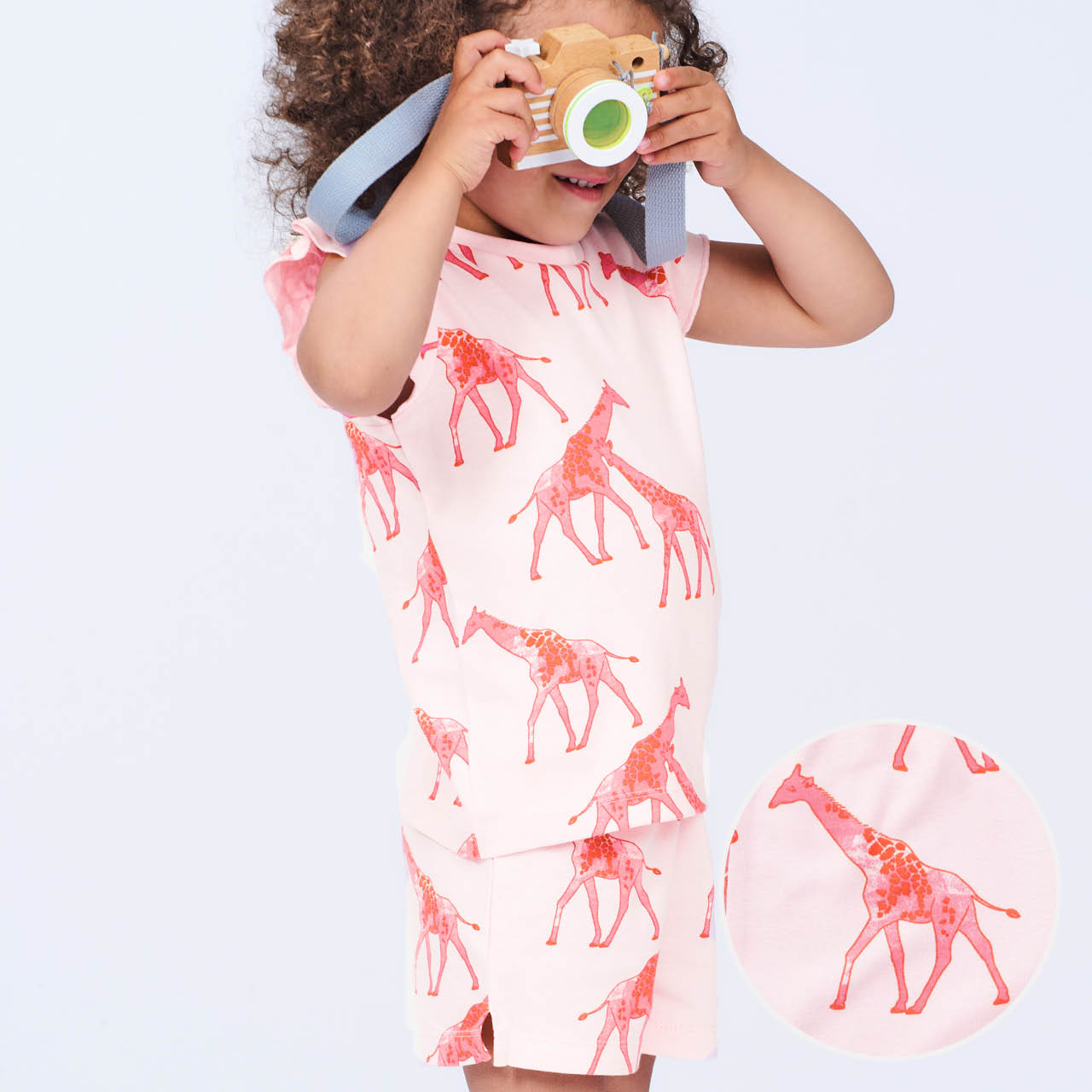 Sommer Kinder Schlafanzug kurz Giraffen