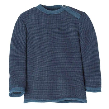 Pullover Baby Schurwolle taubenblau-indigo meliert
