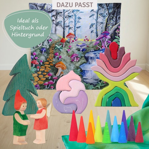 Spieltuch Bio-Baumwolle magischer Pilzwald 100 x 100 cm