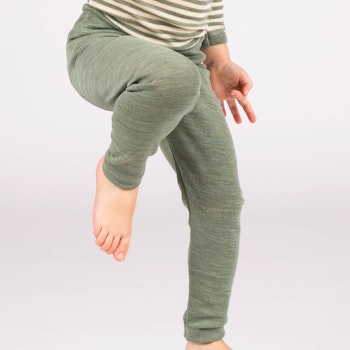 100% Wolle Baby Leggings uni salbeigrün