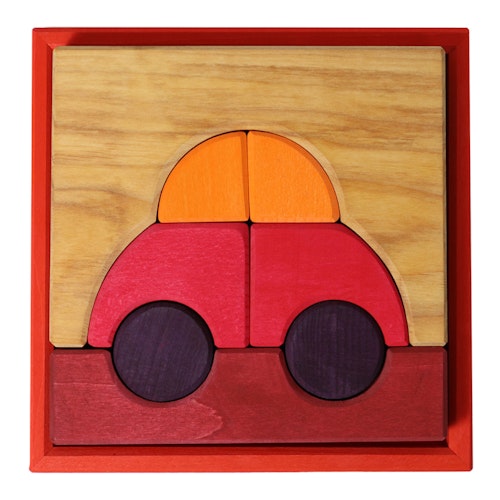 Bauspiel rot 8 Teile im Rahmen 18,6 x 18,6 cm