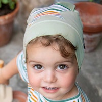 Kinder Beanie Aufnäher Stern Steifen