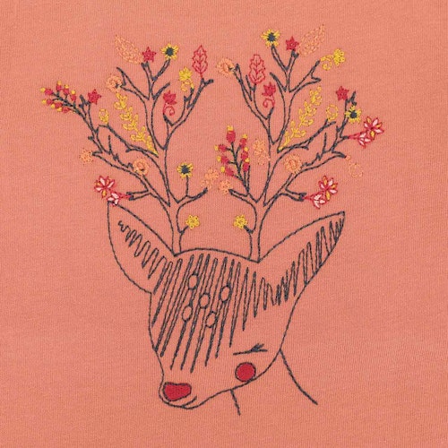 Langarmshirt mit Hirsch Stickerei