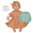 Vorschaubild Puppenkleid 28-35cm mit Haarband karamell, Bio-Baumwolle