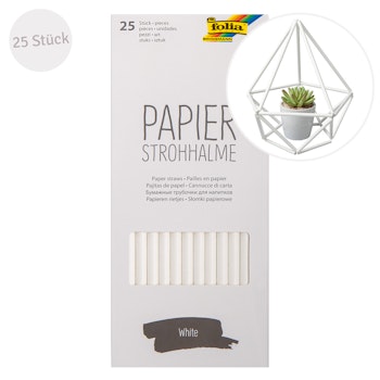 Papier Strohhalm 25 Stück lebensmittelecht weiss
