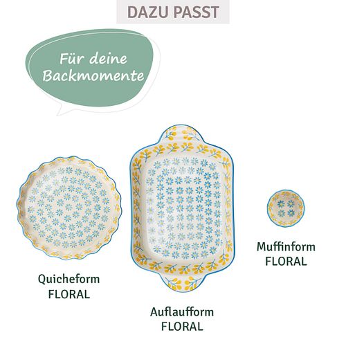 Quicheform FLORAL 22 cm zum Backen und Servieren
