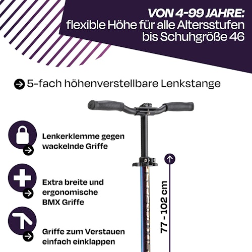 Alu Scooter ab 6 Jahre 35-100kg 205mm-Rädern neochrome