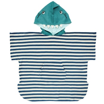 Bade Poncho mit Kapuze - Streifen Hai Kapuze dunkelblau