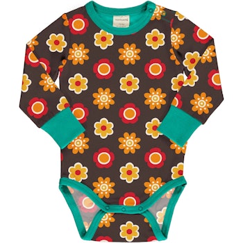 Langarmbody Blumen braun