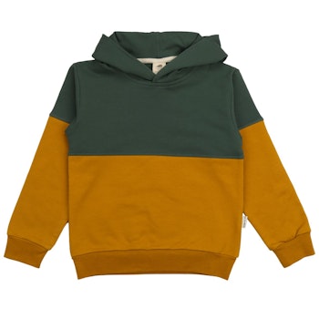 Zweifarbiger Hoodie Sweat grün senfgelb