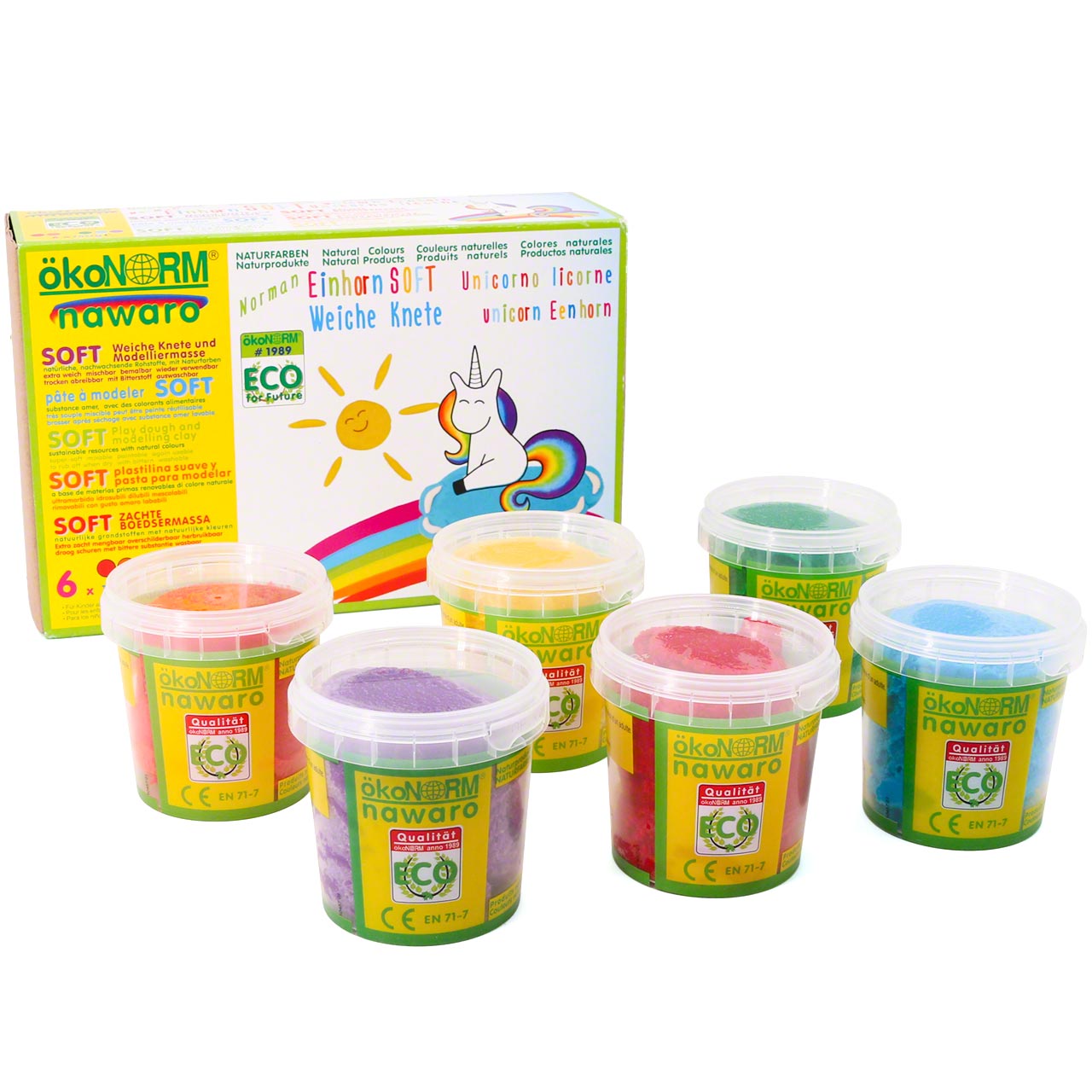 Soft Knete nawaro Set in 6 Farben - Einhorn