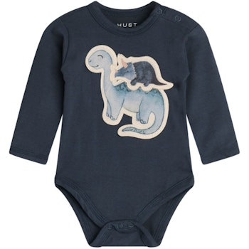 Body langarm Aufnäher Dino dunkelblau