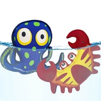 2er Set Wasserspieltiere schwimmend Neopren Tintenfisch Krabbe