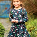 Vorschaubild Mädchen Kleid langarm Regenbogen-Optik