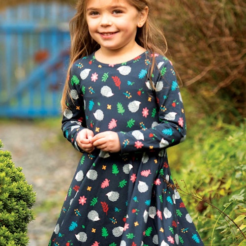 Mädchen Kleid langarm Regenbogen-Optik
