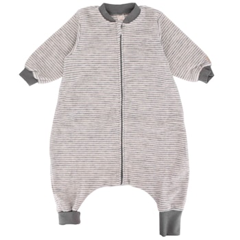 Babyschlafsack Wollplüsch mit Füßen und Ärmeln mauve-natur