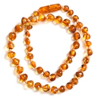 Baby Bernsteinkette runde Steine Cognac