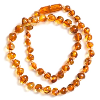 Baby Bernsteinkette runde Steine Cognac