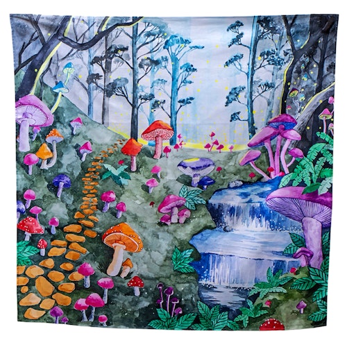 Spieltuch Bio-Baumwolle magischer Pilzwald 100 x 100 cm