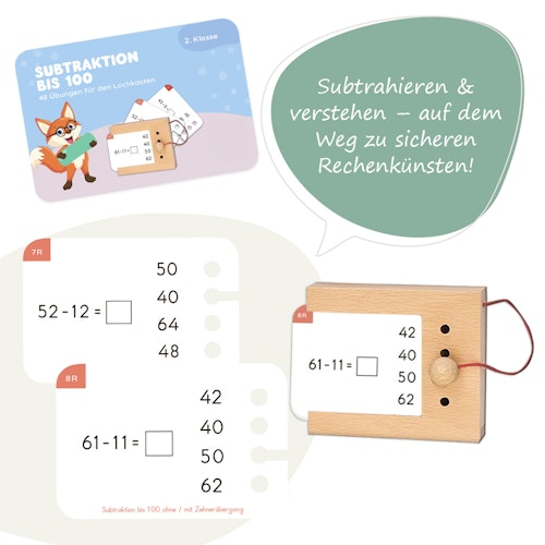 Kartensatz Subtraktion bis 100 2. Klasse (ohne Lochkasten)