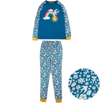 Schlafanzug mit Blumen All-Over-Druck