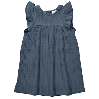 Leichtes Musselin Kleid blaugrau