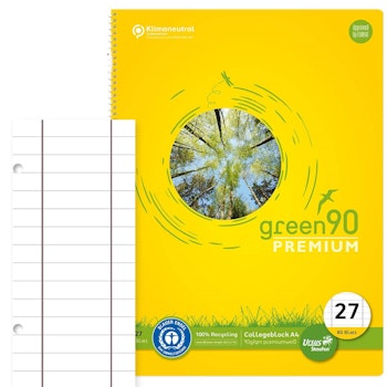 Collegeblock liniert mit Rand – Lineatur 27, DIN A4 90 g/m2