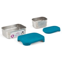 2 Edelstahl Brotbox mit Silikon Deckel petrol