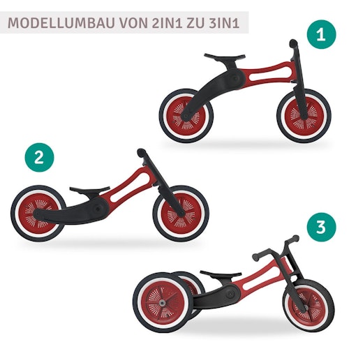 Laufrad Dreirad mitwachsend "3in1" ab 12 Monaten rot