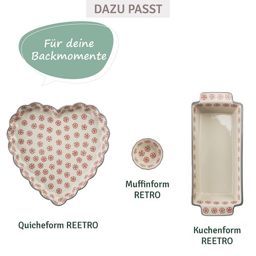 Herzförmige Quicheform REETRO 26 cm zum Backen und Servieren
