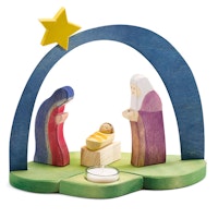 Weihnachtskrippe mit Teelicht