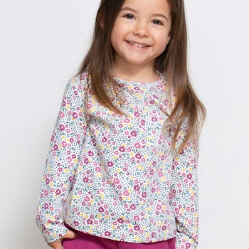 Langarmshirt Blumen-Muster rosa