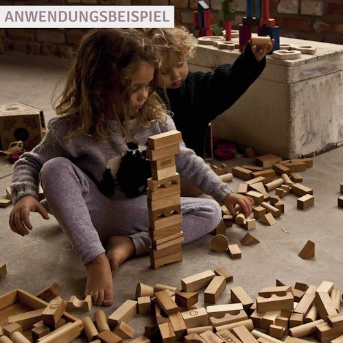 50 natürliche Bauklötze mit Sack ab 12 Monate