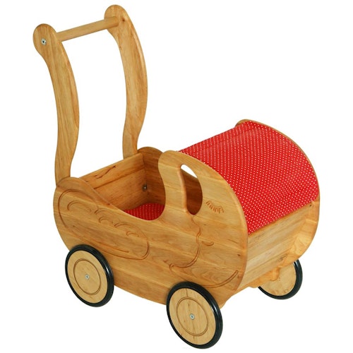 Edler Puppenwagen Vollholz 33 x 60 x 62 cm
