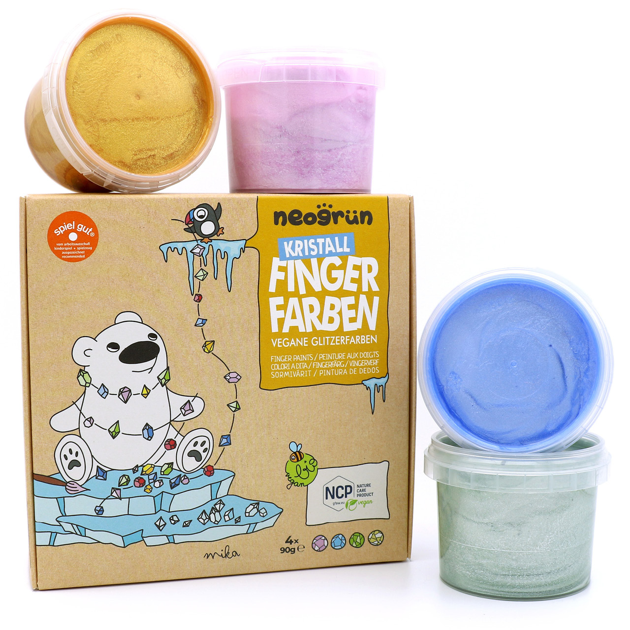 Bio Fingerfarben Glitzer 4er Set MIKA