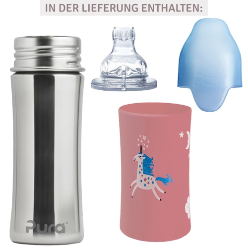 Pura kiki Edelstahl Trinklernflasche ab 6 M - altrosa