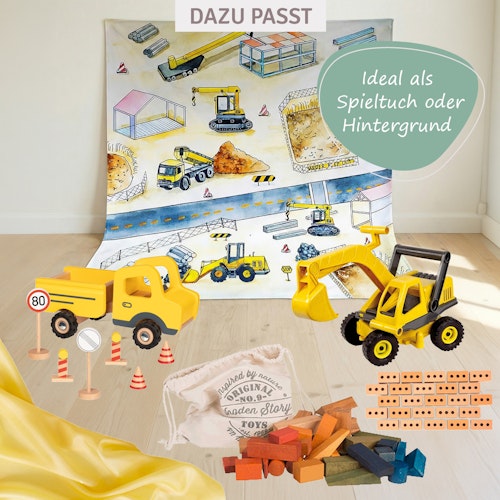 Spieltuch Bio-Baumwolle Baustelle 100 x 100 cm
