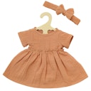 Vorschaubild Puppenkleid 28-35cm mit Haarband karamell, Bio-Baumwolle