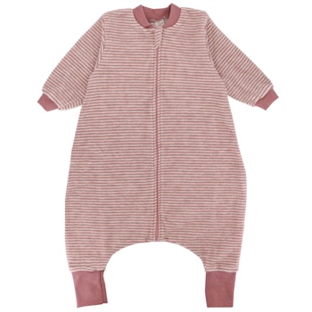 Babyschlafsack Wollplüsch mit Füßen und Ärmeln mauve-natur