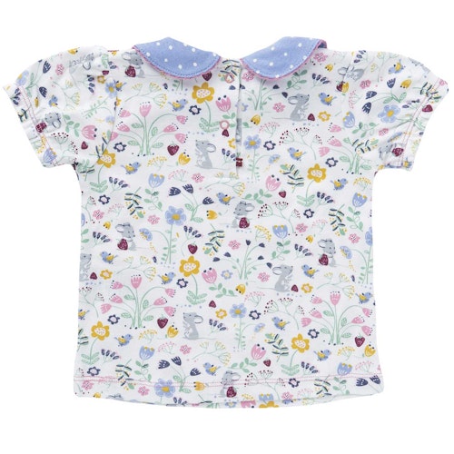 T-Shirt Blumen Kragen Punkte