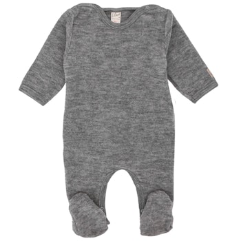 Babystrampler Wollplüsch mit Fuß  mauve