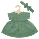 Vorschaubild Puppenkleid 35-45cm mit Haarband grün, Bio-Baumwolle