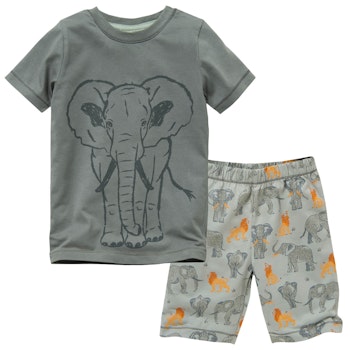 Sommerlicher Schlafanzug großer Elefant khaki